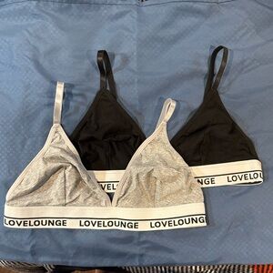 579 NWT Lovelounge Women's Bralette Set - Black and Gray. SzXL